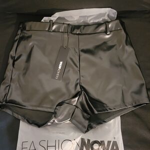 Fashion Nova Black Faux Leather Shorts